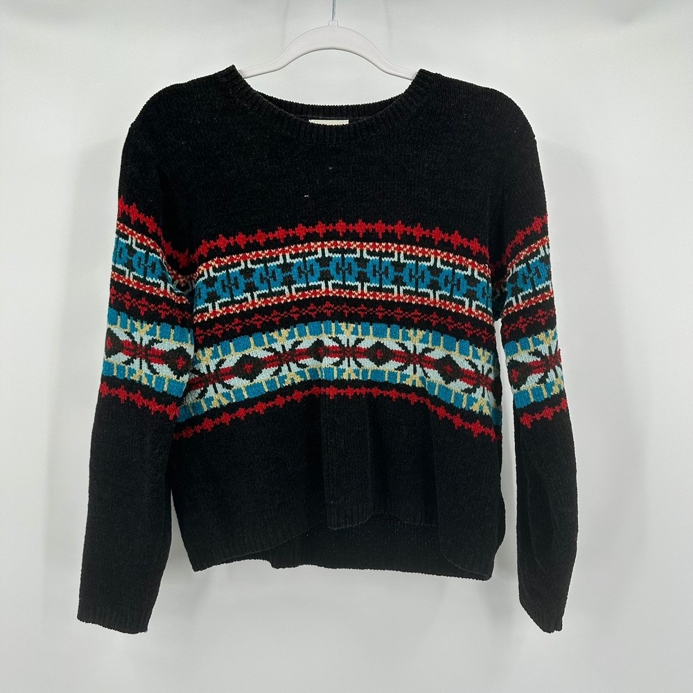 Women Vintage Southwestern Aztec Sweater Size S Boho Cozy Eclectic Indie 90s